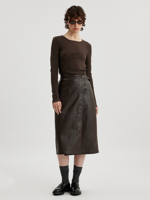 Holzweiler Gabriela Leather Women's Skirts Brown | ELQY-93658