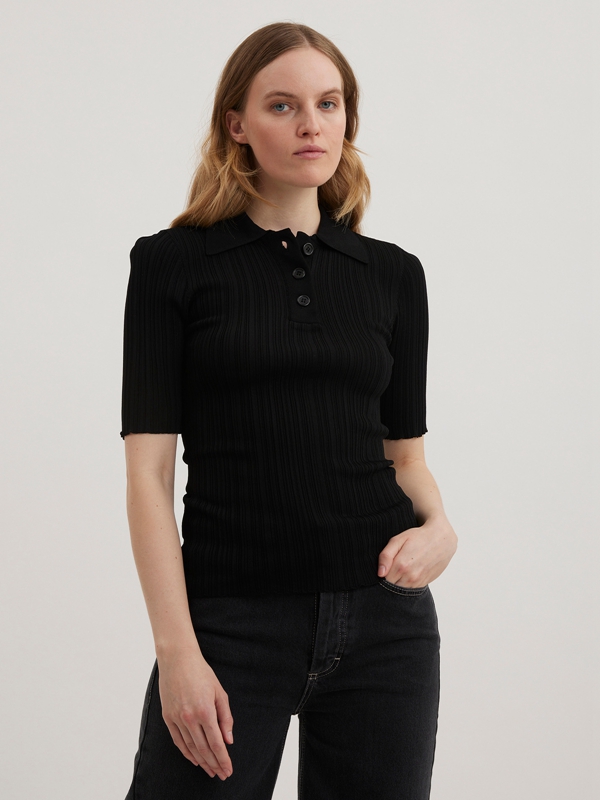 Holzweiler Smooth Knit Women's Tops Black | BTFU-86425