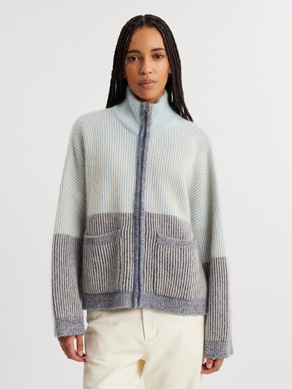 Holzweiler Tine Rib Women's Cardigan Blue | XJOA-10874