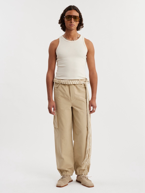 Holzweiler Tribeca Cargo Men's Trousers Beige | KOST-36091