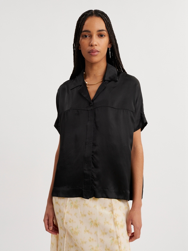 Holzweiler Vera Silk Women's Shirts Black | ZUBD-86275