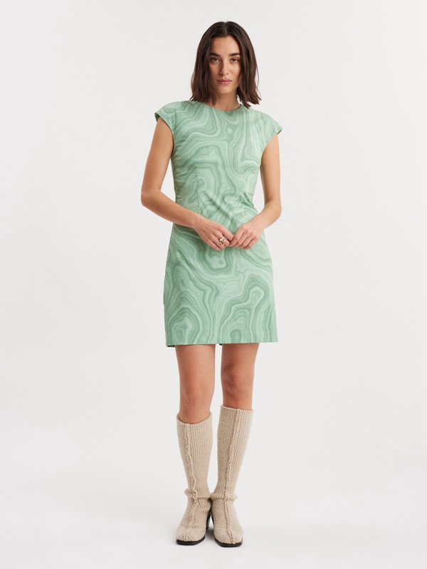 Holzweiler Vims Print Women's Dress Green | ASLW-90851