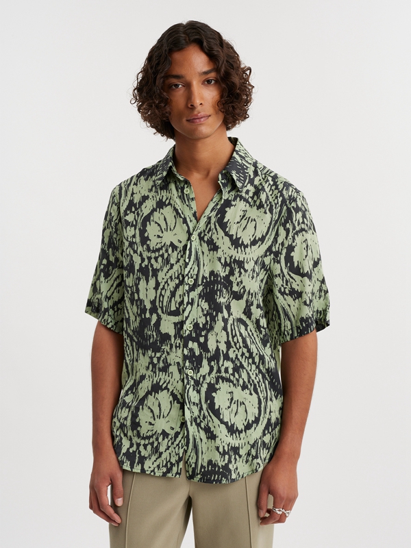 Holzweiler Wiki Print Men's Shirts Green | ZABH-56214