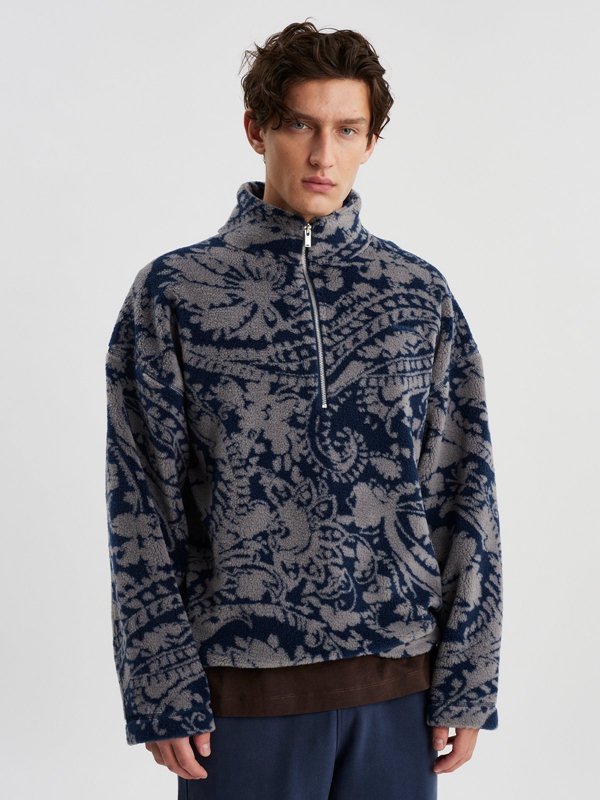 Holzweiler Arcadia Paisley Half Men\'s Hoodie Blue | IARS-69527