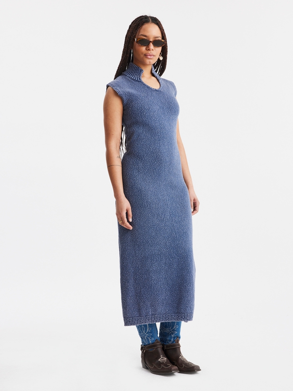 Holzweiler Babba Washed Women's Dress Blue | QOGU-10759