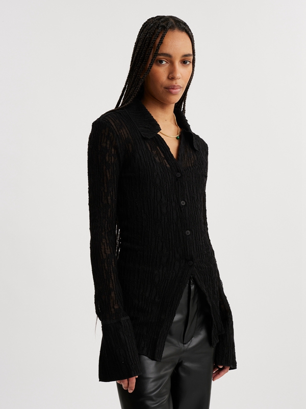 Holzweiler Cissi Lace Women's Shirts Black | XUOQ-20879