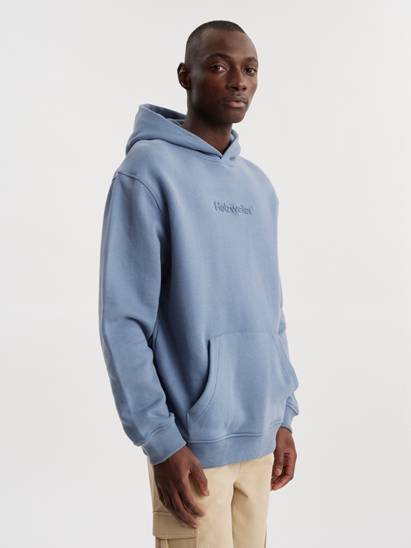 Holzweiler Cooper Emboss Men's Hoodie Blue | BDKN-82603