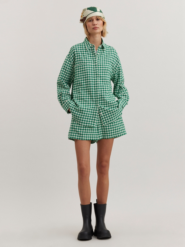 Holzweiler Dais Check Women's Shirts Green | SXIH-23105