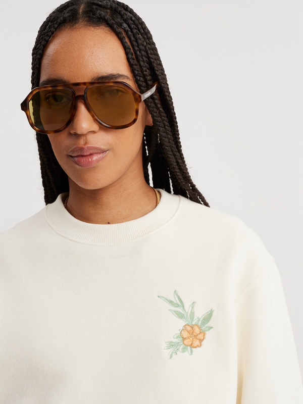 Holzweiler Evoke Blurred Flower Women's Hoodie White | ENGF-05341