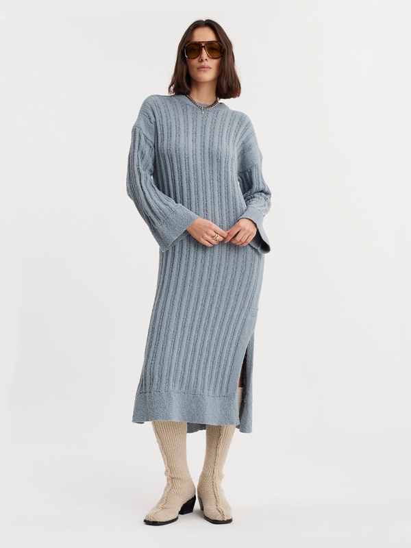 Holzweiler Foss Knit Women's Dress Blue Grey | UESF-63871