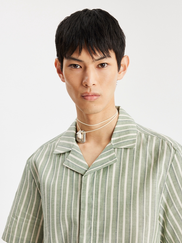 Holzweiler Liwa Striped Men's Shirts Green | BKPX-81536