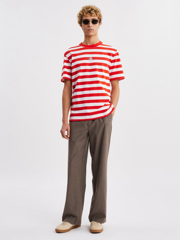 Holzweiler M. Hanger Striped Men's T Shirts Red White | UJNI-53024