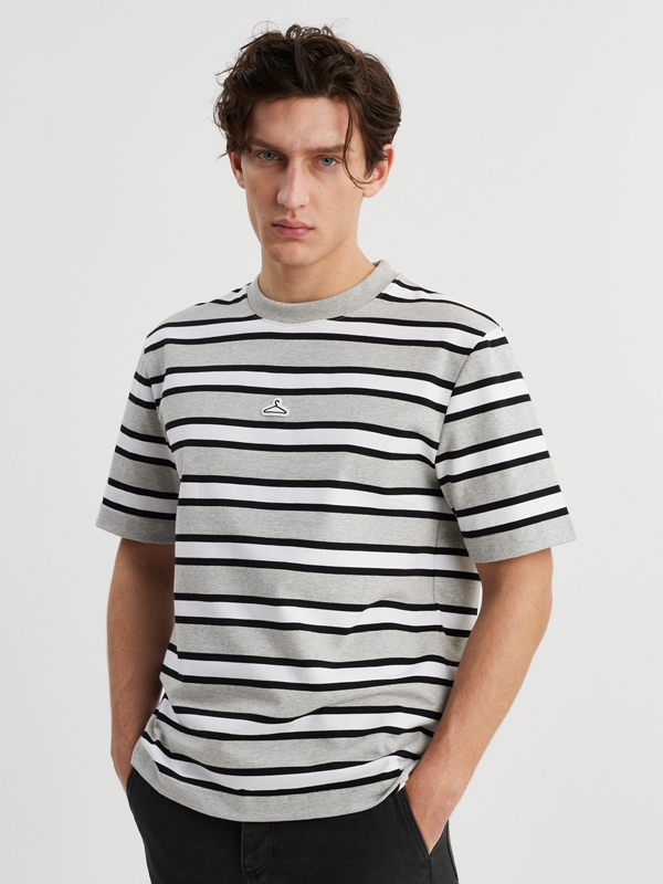 Holzweiler M. Hanger Striped Men's T Shirts Grey | YCLP-41895