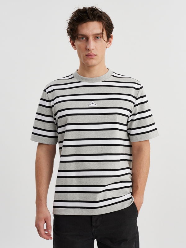 Holzweiler M. Hanger Striped Men\'s T Shirts Grey | YCLP-41895