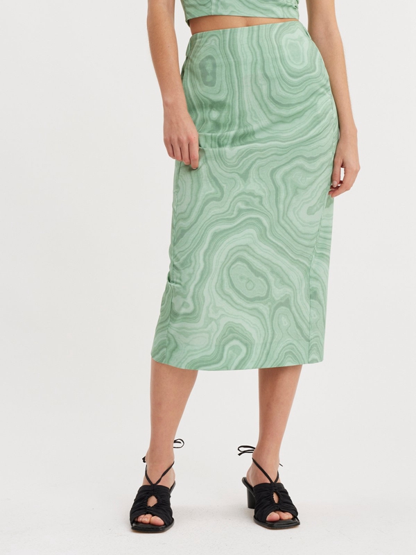 Holzweiler Natali Print Women's Skirts Green | GFIZ-47036