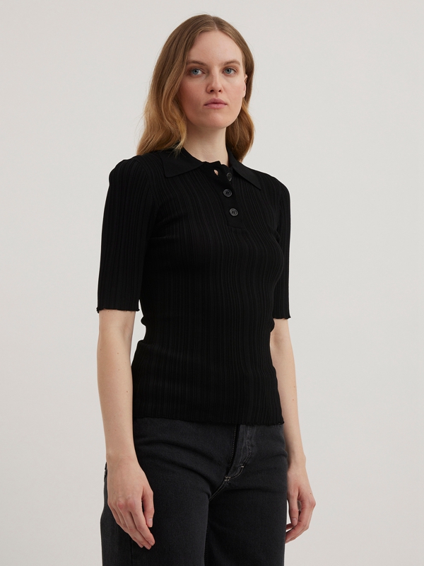 Holzweiler Smooth Knit Women's Tops Black | BTFU-86425