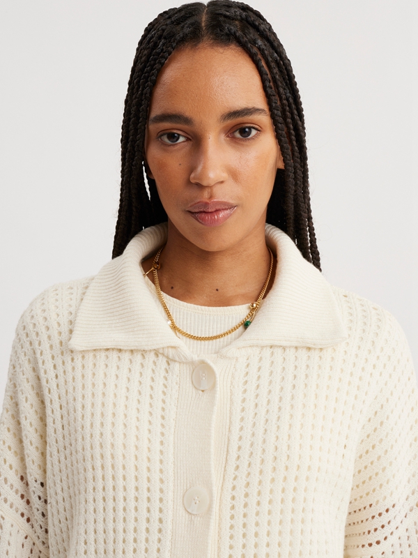 Holzweiler Tired Crochet Women's Cardigan Cream | RNJP-20135