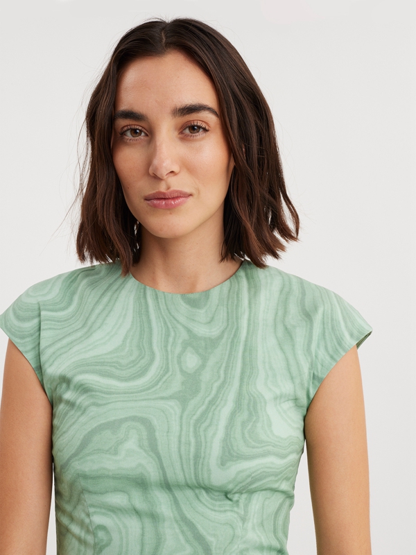 Holzweiler Vims Print Women's Dress Green | ASLW-90851