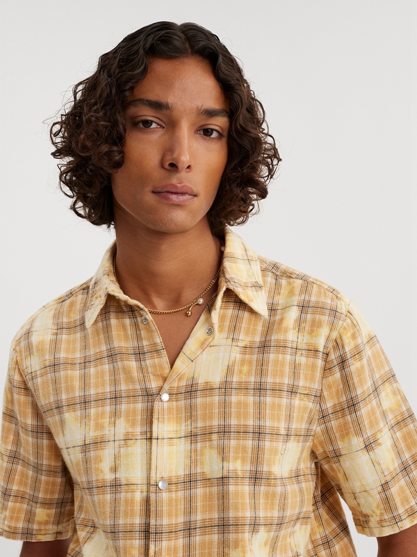 Holzweiler Wiki Bleach Check Men's Shirts Yellow | BVHS-97860