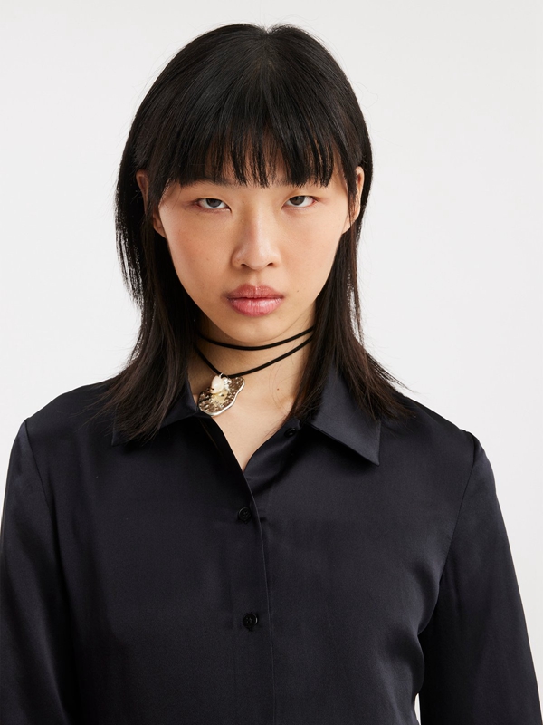 Holzweiler Youbin Silk Women's Shirts Black | NLFD-06439